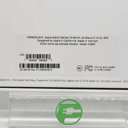 New GPS Only Apple Watch Series 10 42MM Black Aluminum Ink Sport Loop MWWG3LW/A