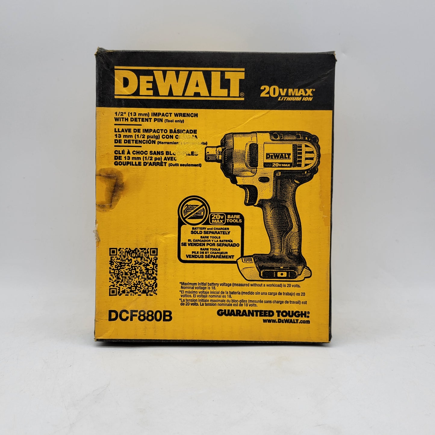 New DeWalt DCF880B 20V MAX 1/2" (13mm) Impact Wrench With Detent Pin Tool Only