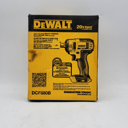 New DeWalt DCF880B 20V MAX 1/2" (13mm) Impact Wrench With Detent Pin Tool Only