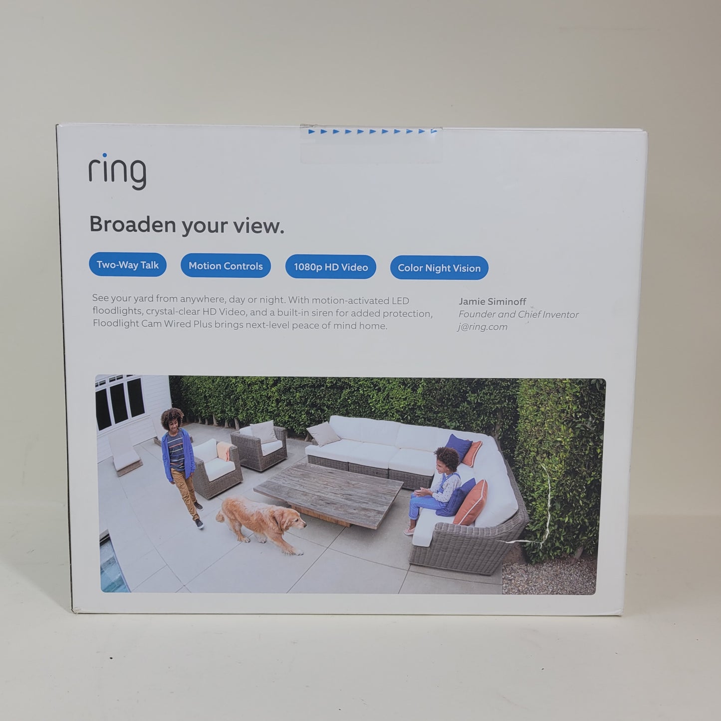 New Ring Floodlight Cam Wired Plus Home Security Camera White With Alexa