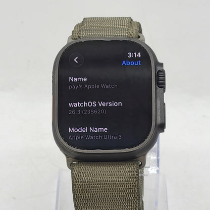 Unlocked Apple Watch Ultra 3 49MM Black Titanium Green Alpine Loop MF0J4LW/A