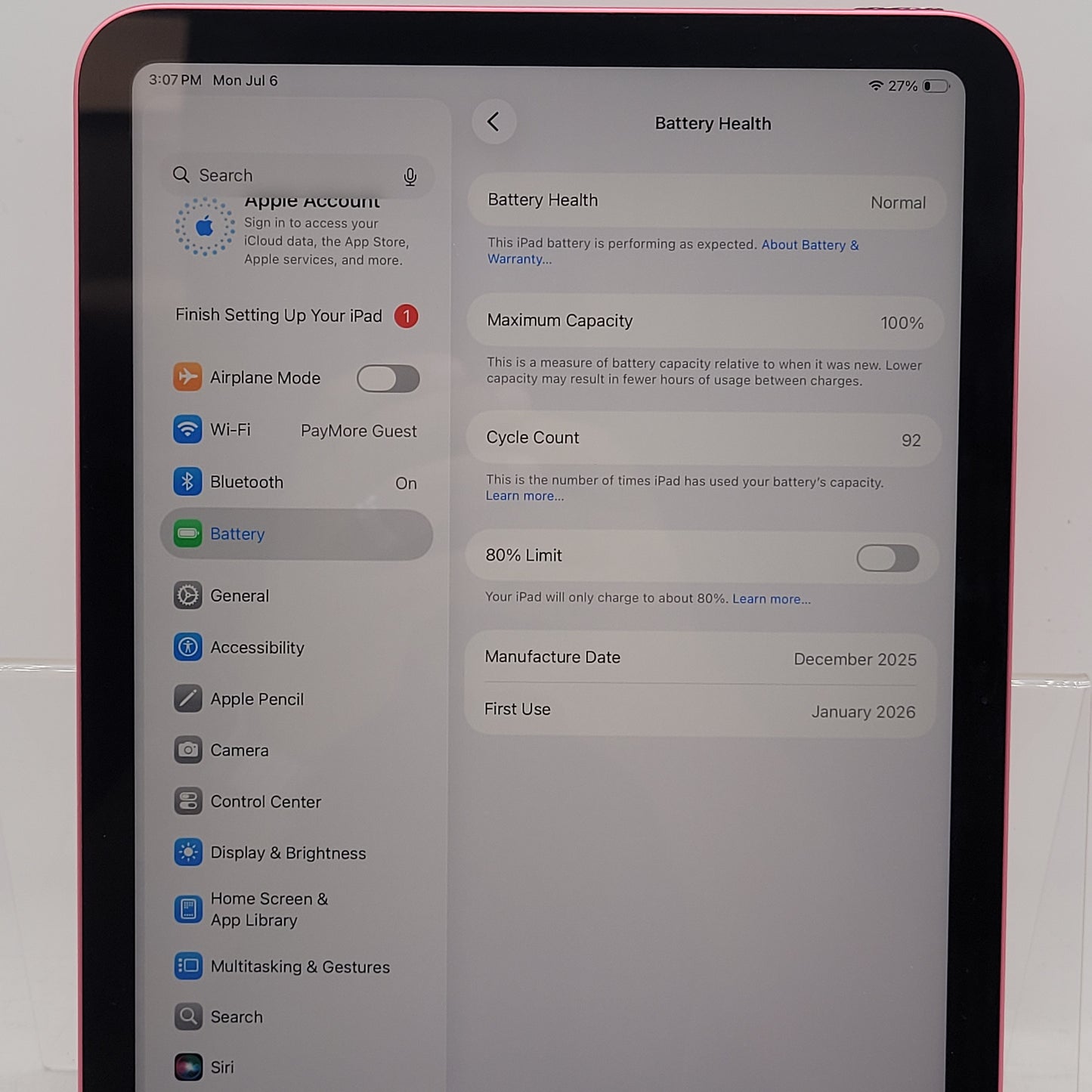 WiFi Only Apple iPad 10th Gen 128GB Pink MD4E4LL/A