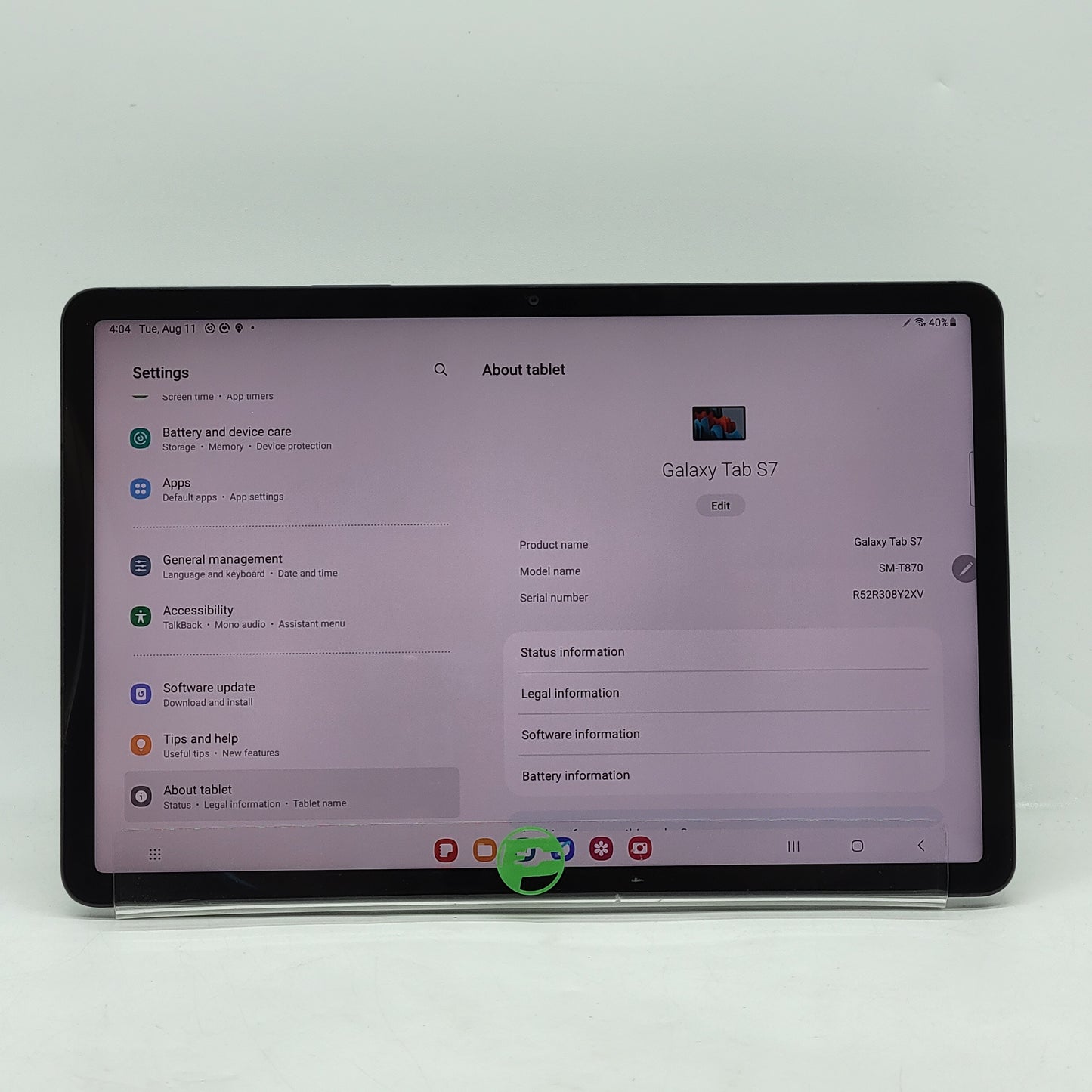WiFi Only Samsung Galaxy Tab S7 11.0" 128GB Black SM-T870