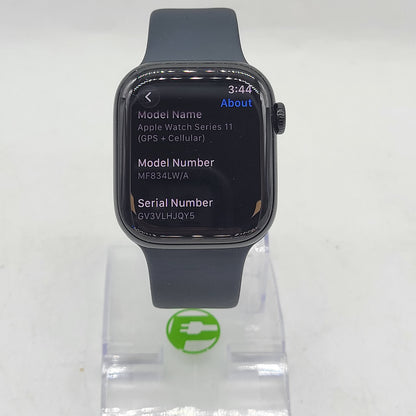 Unlocked Apple Watch Series 11 42MM Jet Black Aluminum Black Band MF834LW/A