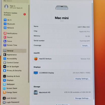 2023 Apple Mac Mini M2 Pro 3.5GHz 16GB RAM 512GB SSD Silver A2816