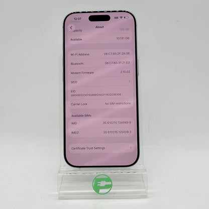 Factory Unlocked Apple iPhone 16 Pro 128GB White MYMA3LL/A