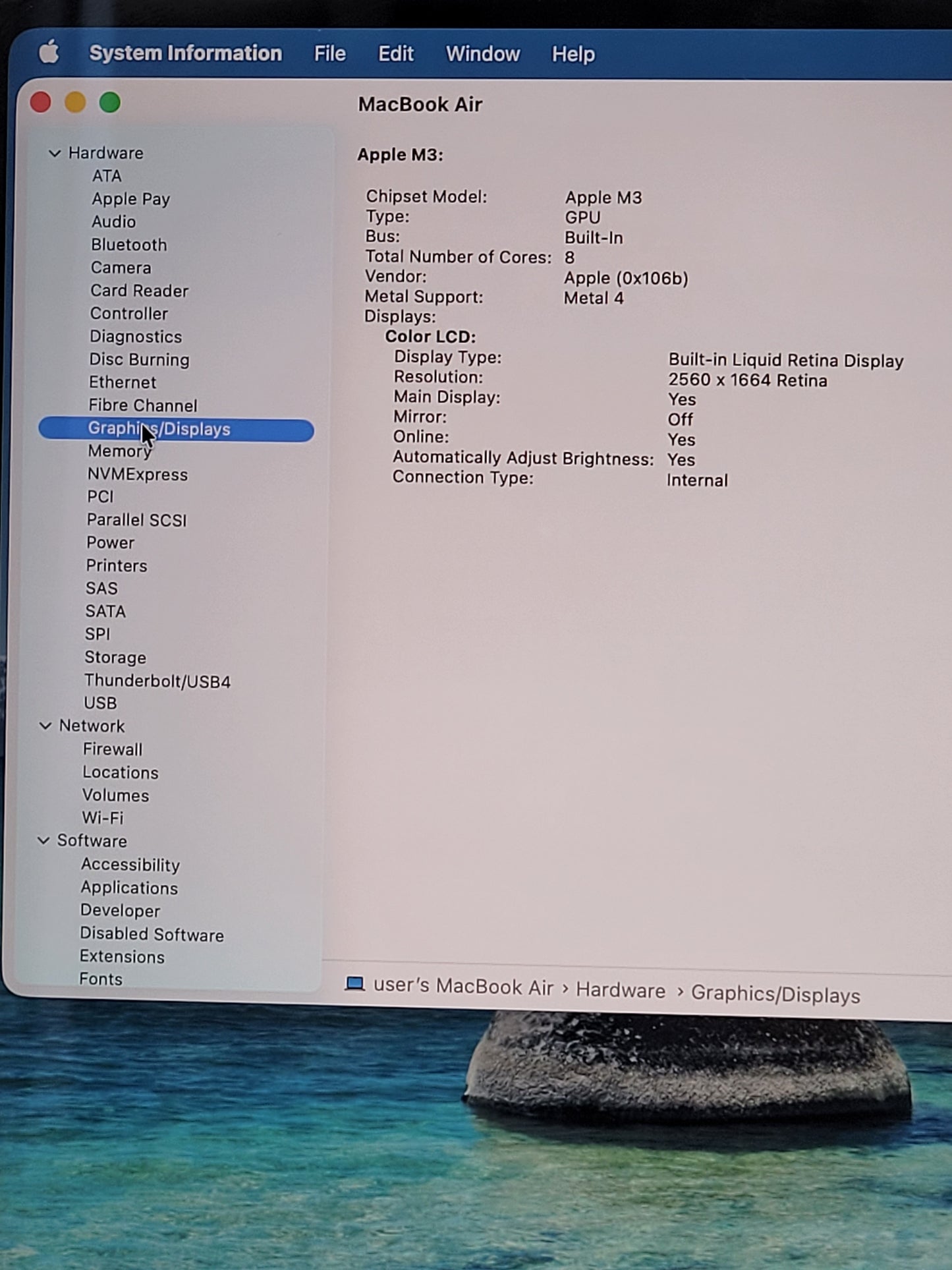 2024 Apple MacBook Air 13.6" M3 8C GPU 4.0GHz 8GB RAM 256GB SSD A3113