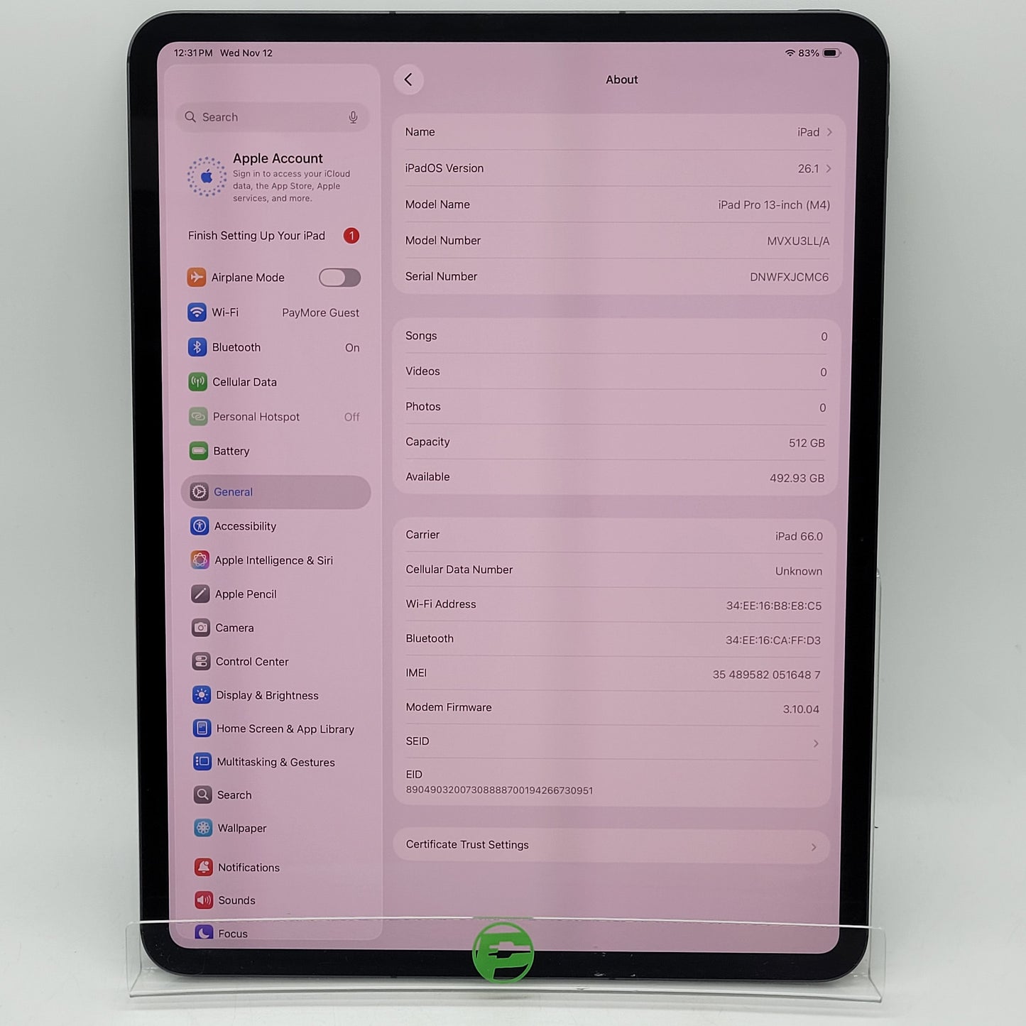 Factory Unlocked Apple iPad Pro 13" M4 512GB Space Black MVXU3LL/A