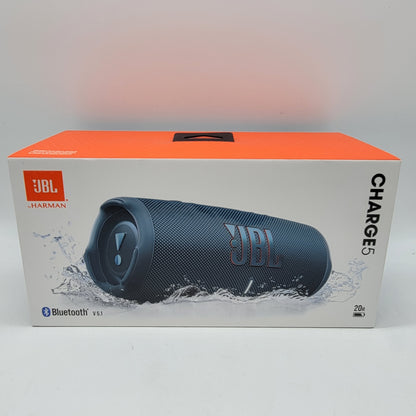 New JBL Charge 5 Portable Waterproof Bluetooth Speaker Blue JBLCHARGE5BLUAM