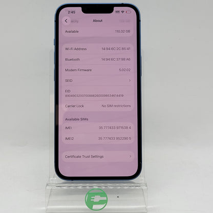 Factory Unlocked Apple iPhone 13 128GB Blue MLAE3LL/A