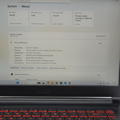 MSI Thin GF63 11UC 15.6" i5-11400H 2.7GHz 16GB RAM 1TB SSD GeForce RTX 3050