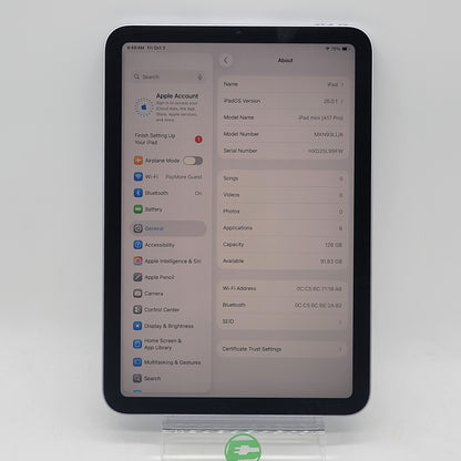 WiFi Only Apple iPad mini (A17 Pro) 128GB Purple MXN93LL/A