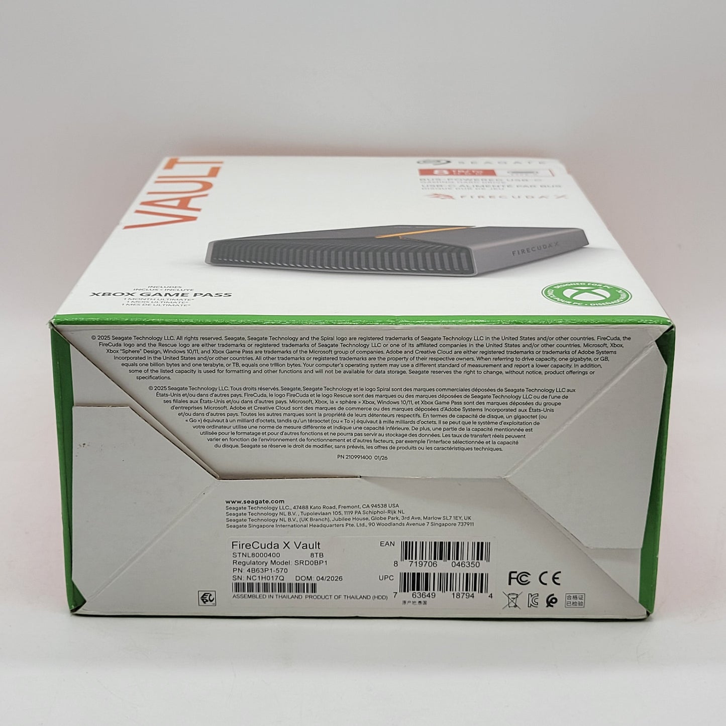 New Seagate External FireCuda X Vault 8TB USB-C to USB-C HDD STNL8000400