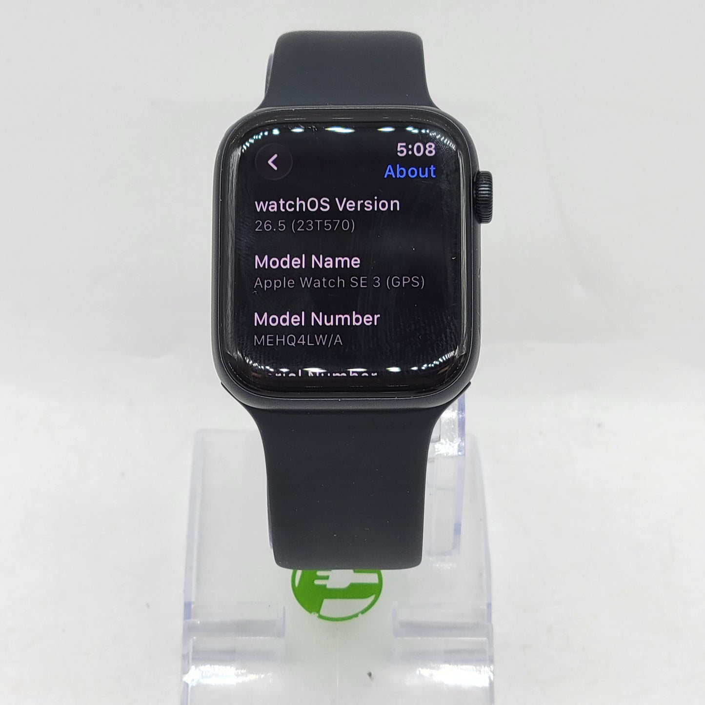GPS Only Apple Watch SE 3 44MM Midnight Aluminum Black Sport Band MEHQ4LW/A