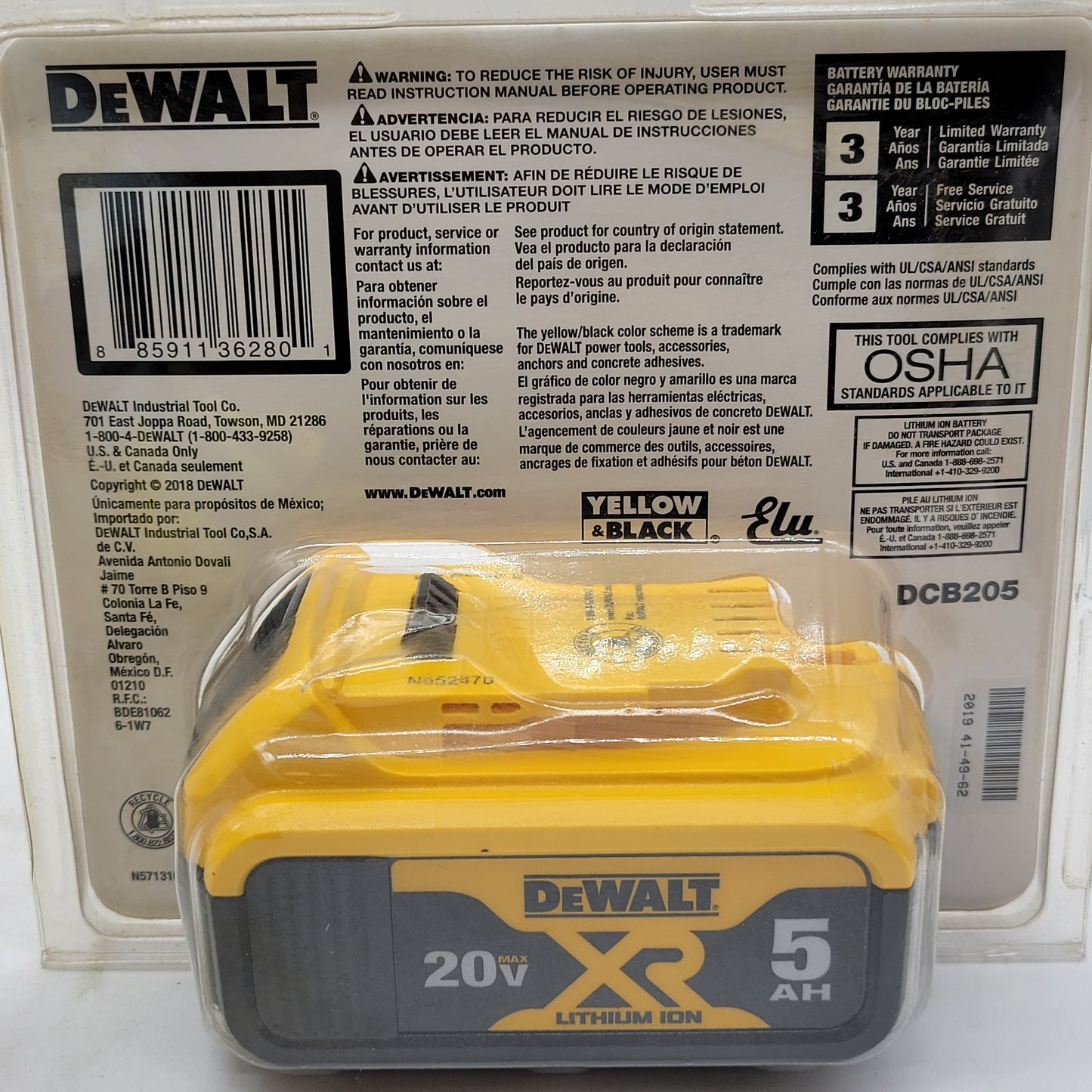 New DeWalt DCB205 20V MAX Lithium-ion Battery