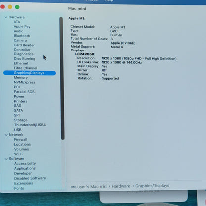 2020 Apple Mac Mini M1 8 Core 3.2GHz 8GB RAM 256GB SSD A2348