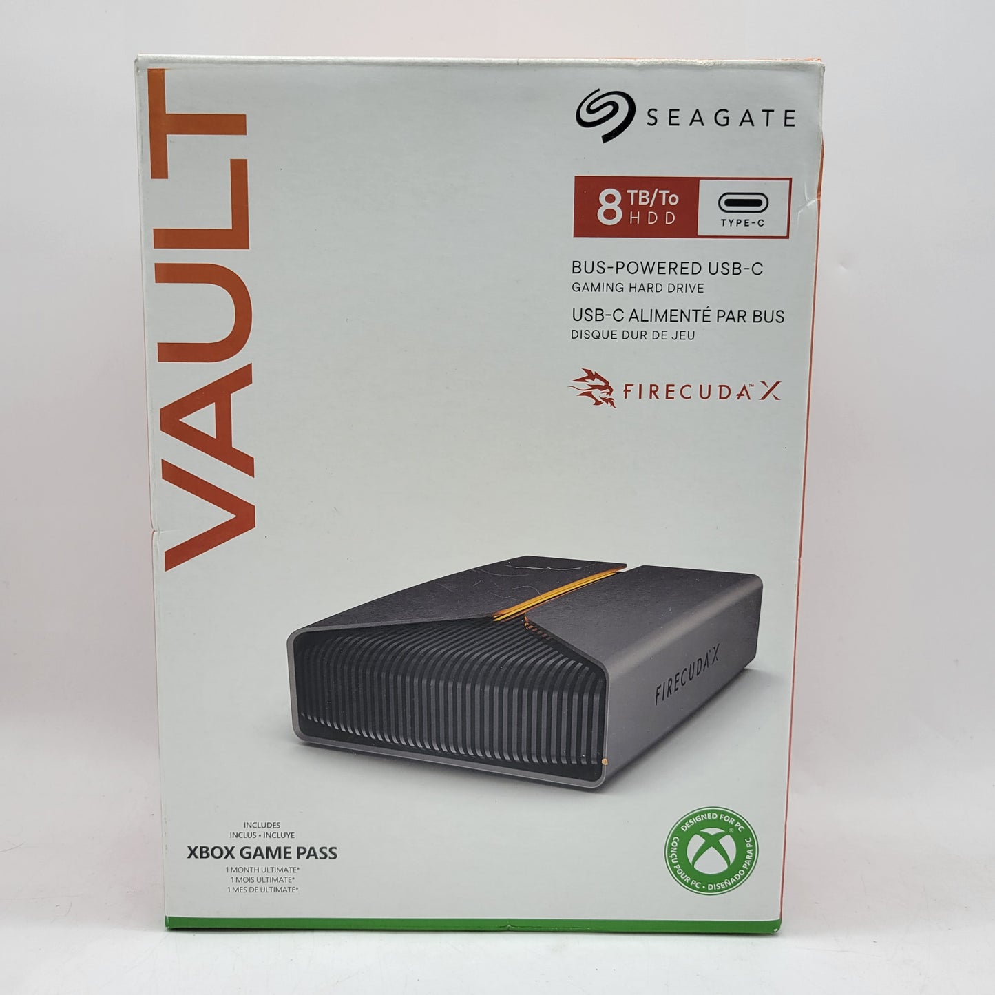 New Seagate External FireCuda X Vault 8TB USB-C to USB-C HDD STNL8000400