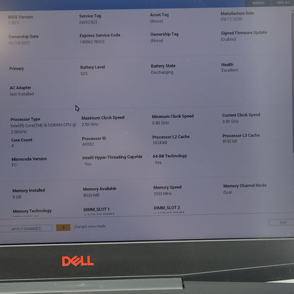 Dell G3 3500 15.6" i5-10300H 2.5GHz 8GB RAM 512GB SSD GeForce GTX 1650 Ti