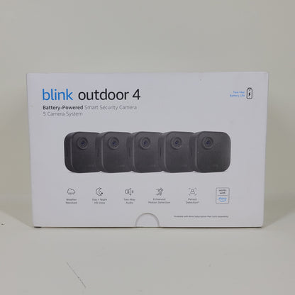 New Blink Outdoor 4 Smart Security Camera Black 5 Camera System