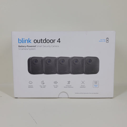 New Blink Outdoor 4 Smart Security Camera Black 5 Camera System