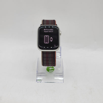 GPS Only Apple Watch Series 8 45MM Silver Aluminum Beige Braided Loop A2771