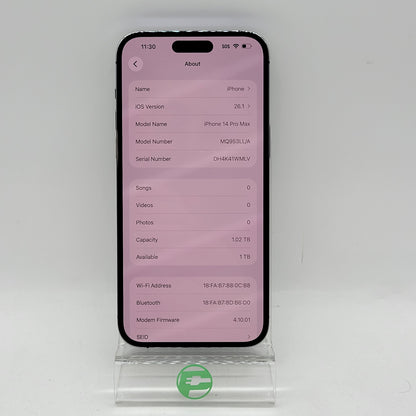 Factory Unlocked Apple iPhone 14 Pro Max 1TB Deep Purple MQ953LL/A