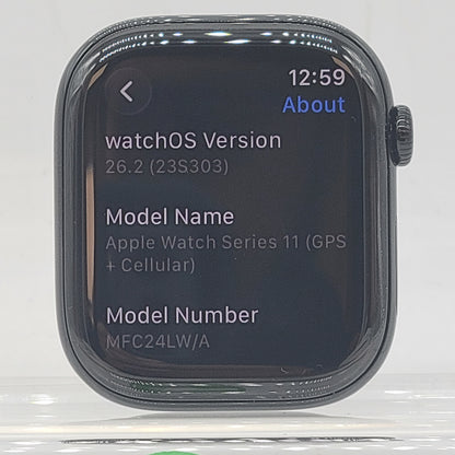 Unlocked Apple Watch Series 11 46MM Jet Black Aluminum Sport Band MFC24LW/A