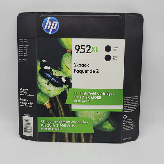 New HP 952XL N9K29-80007 Black Ink Cartridge 2-Pack