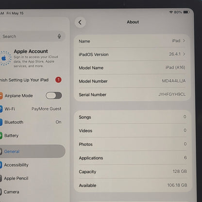 WiFi Only Apple iPad 11" (A16) 128GB Blue MD4A4LL/A