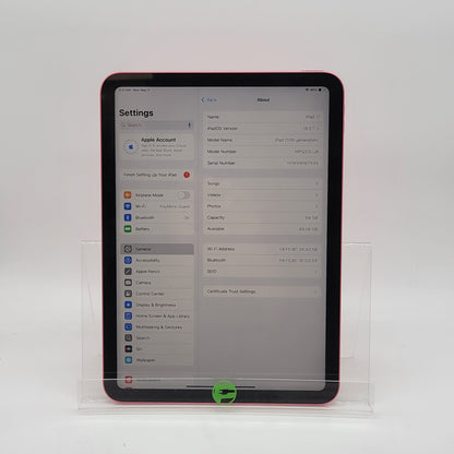 WiFi Only Apple iPad 10th Gen 64GB Pink MPQ33LL/A