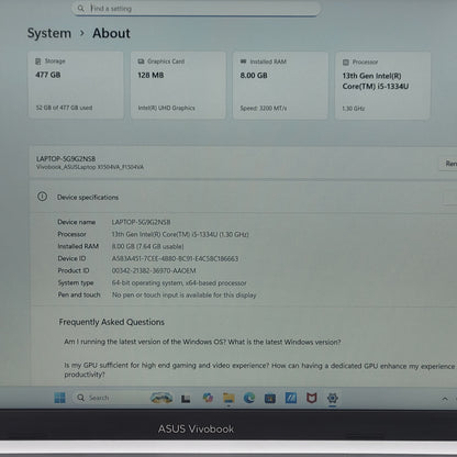 Asus Vivobook 15 F1504V 15.6" i5-1334U 1.3GHz 8GB RAM 512GB SSD