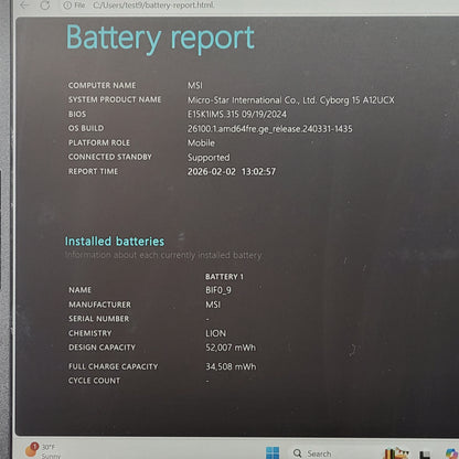 MSI Cyborg 15 A12UCX 15.6" i5-12450H 2.0GHz 16GB RAM 512GB SSD GeForce RTX 2050